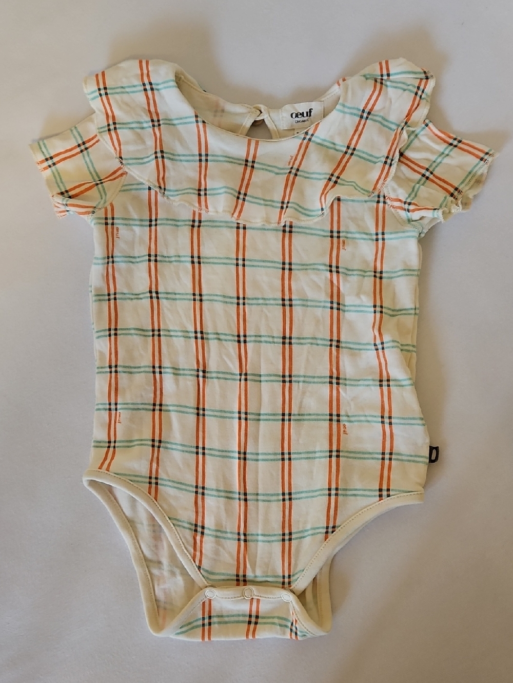 Oeuf Baby Plaid Ruffle Onesie